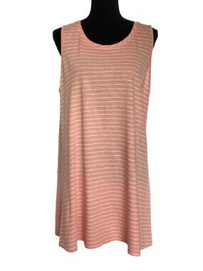 LOGO Lori Goldstein Striped Sleeveless Tunic Top in Pink/White - Size L